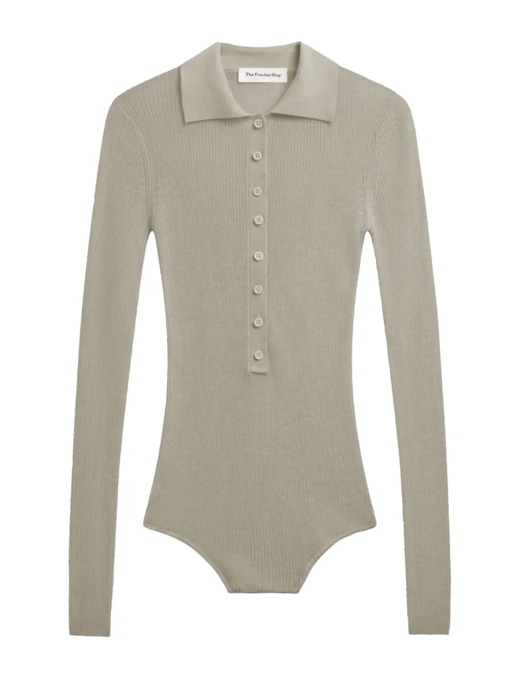 The Frankie Shop Solana Polo-collar Bodysuit In Neutral