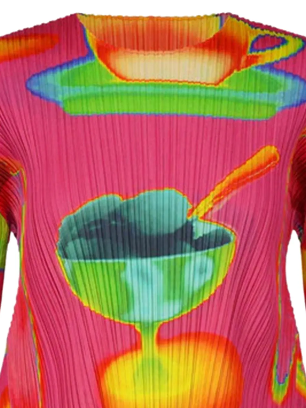 Pleats Please Issey Miyake Pleated T-shirt met grafische print - Roze