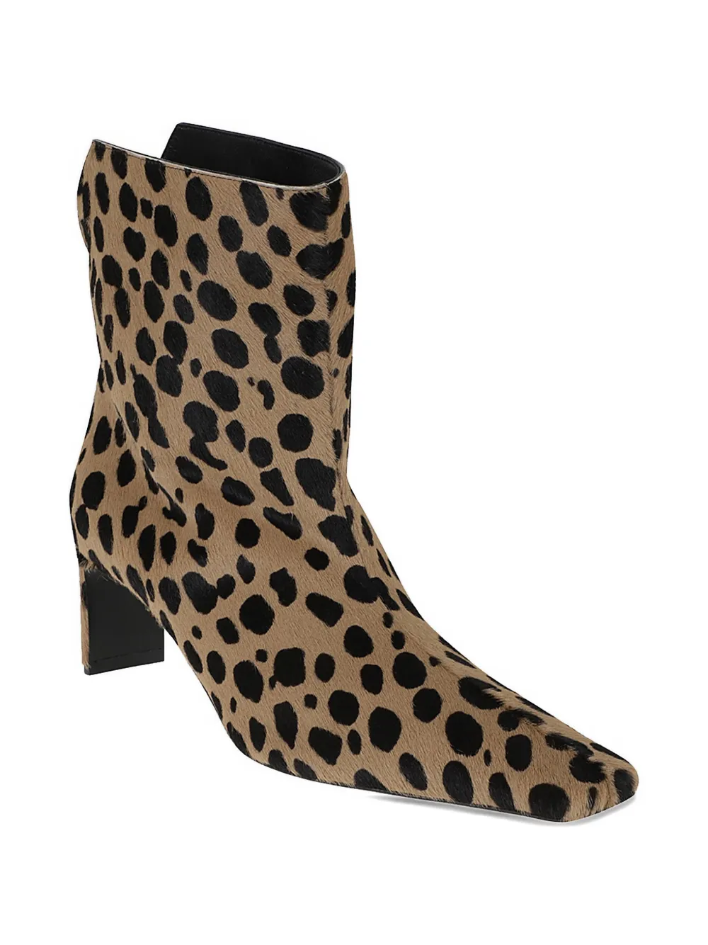Khaite Ona Square Toe Ankle Boots In Animal Print