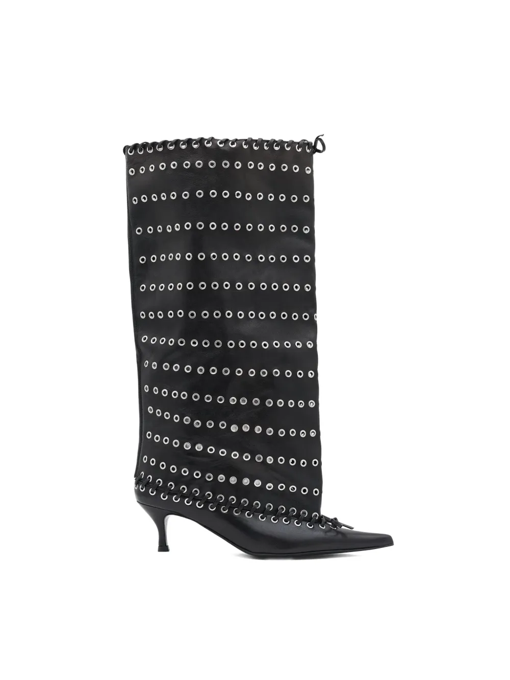 All In 60mm Leather Grommets-embellished Boots In Black