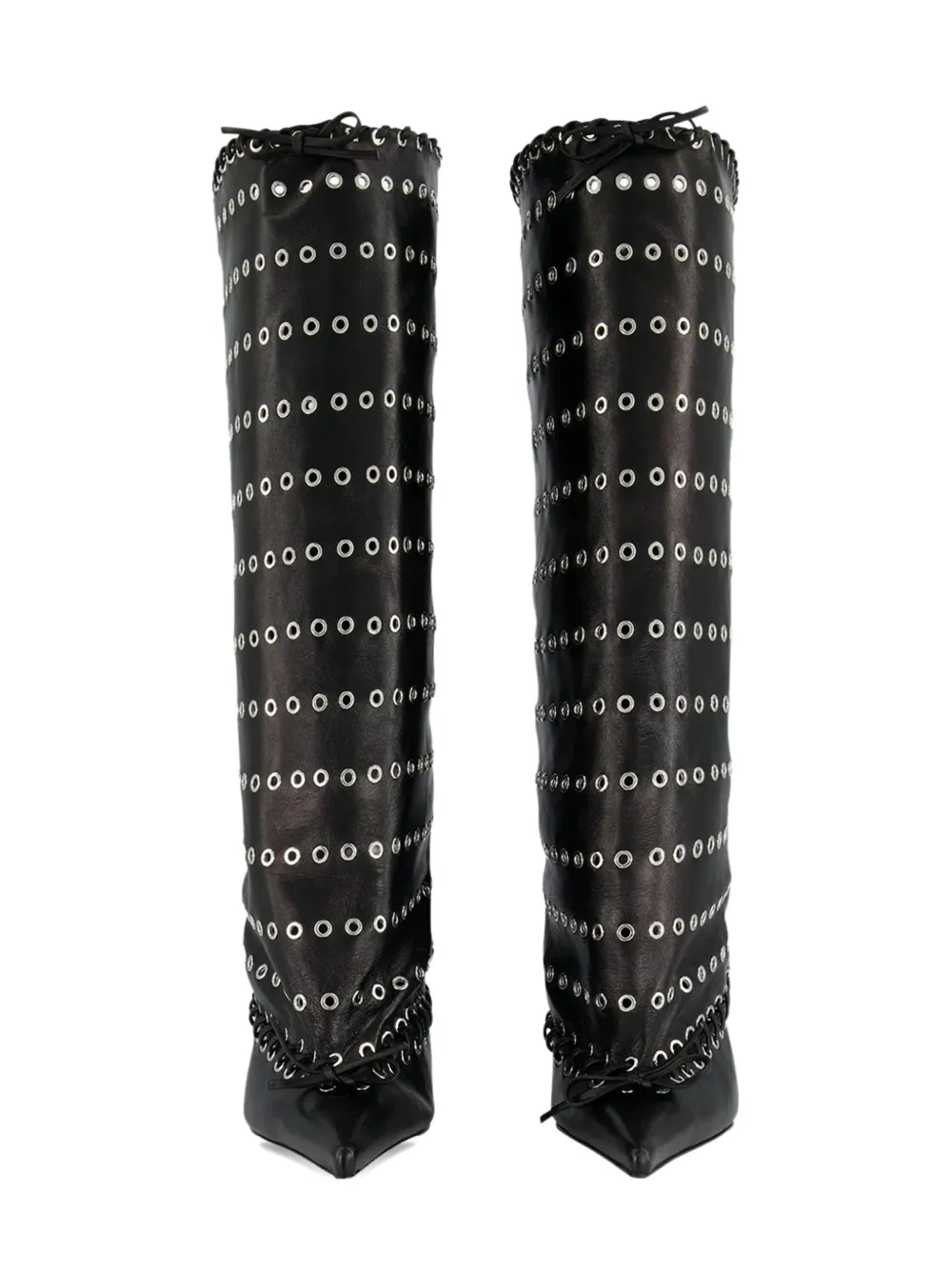 All In 60mm Leather Grommets-embellished Boots In Black