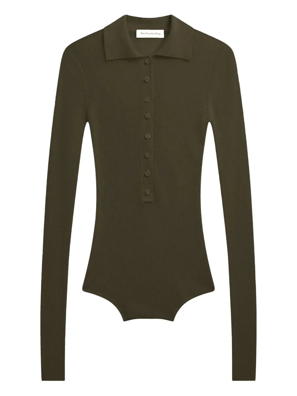 The Frankie Shop Solana Buttoned Polo Shirt In Green