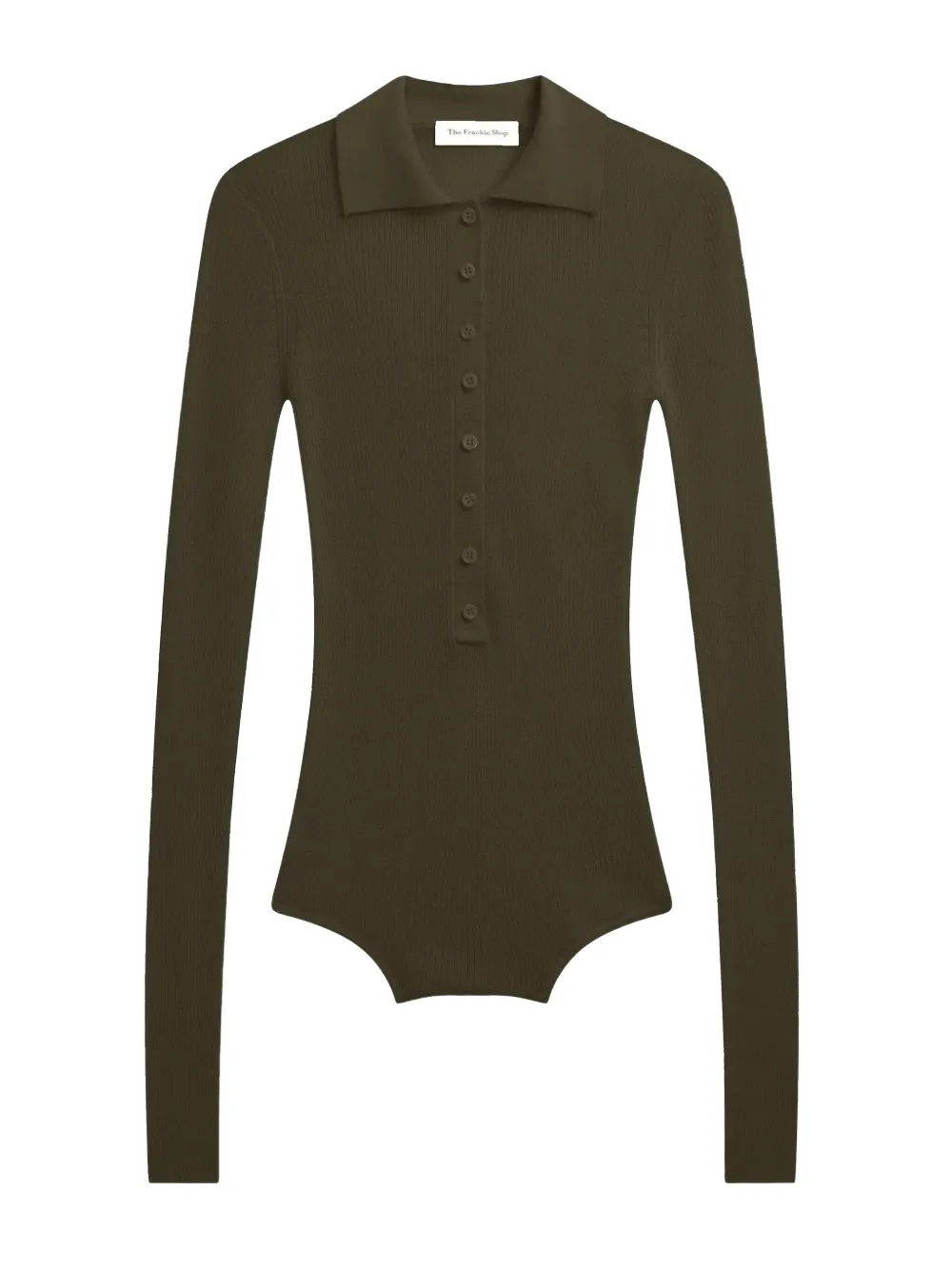 The Frankie Shop Solana Buttoned Polo Shirt In Green