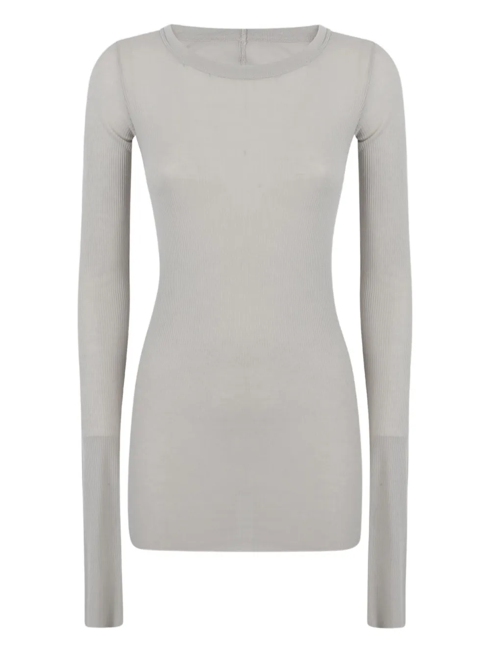 Rick Owens Ribbed Long-sleeve Sweatshirt In Gray