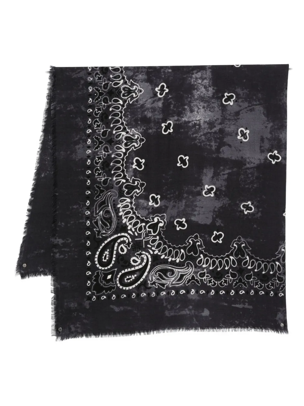 Destin Paisley-print Fringed Bandana Scarf In Black