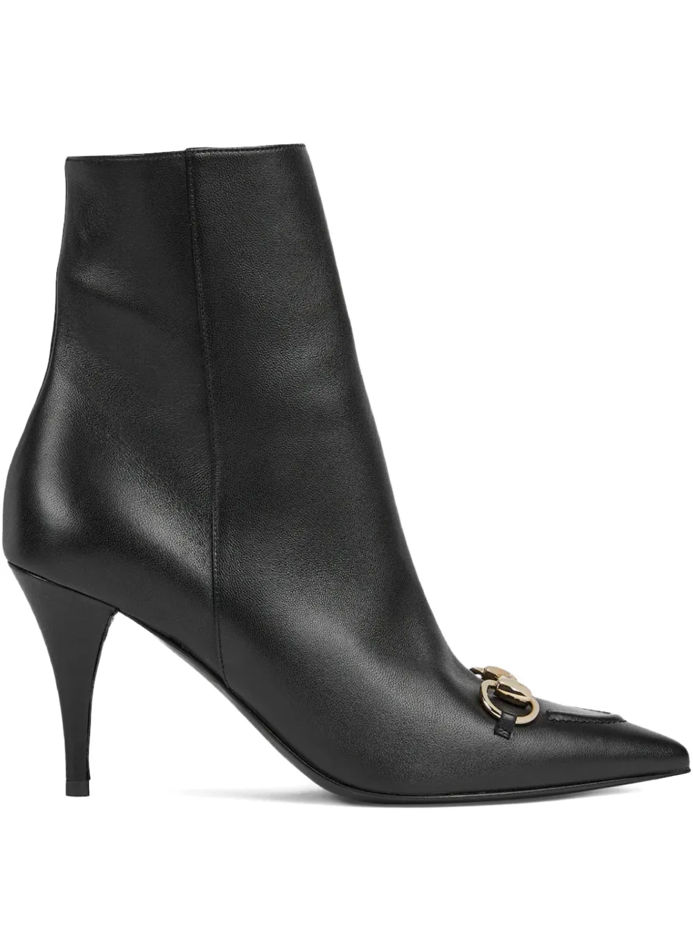 Gucci 85mm Horsebit-detail Leather Ankle Boots In Black