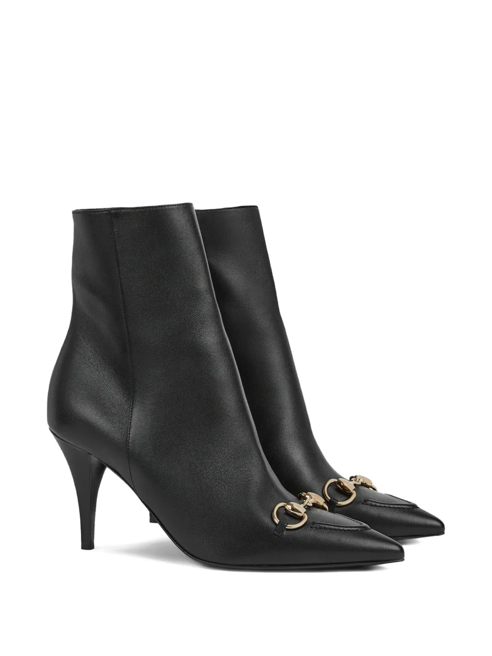 Gucci 85mm Horsebit-detail Leather Ankle Boots In Black