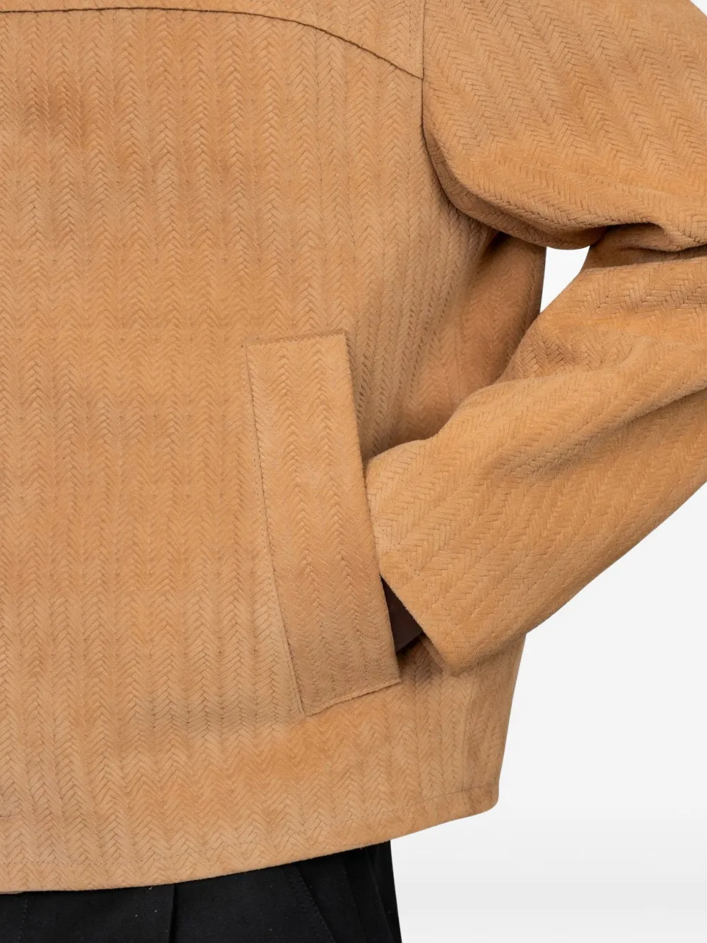 Jacquemus Basketry Herringbone Jacket In Brown