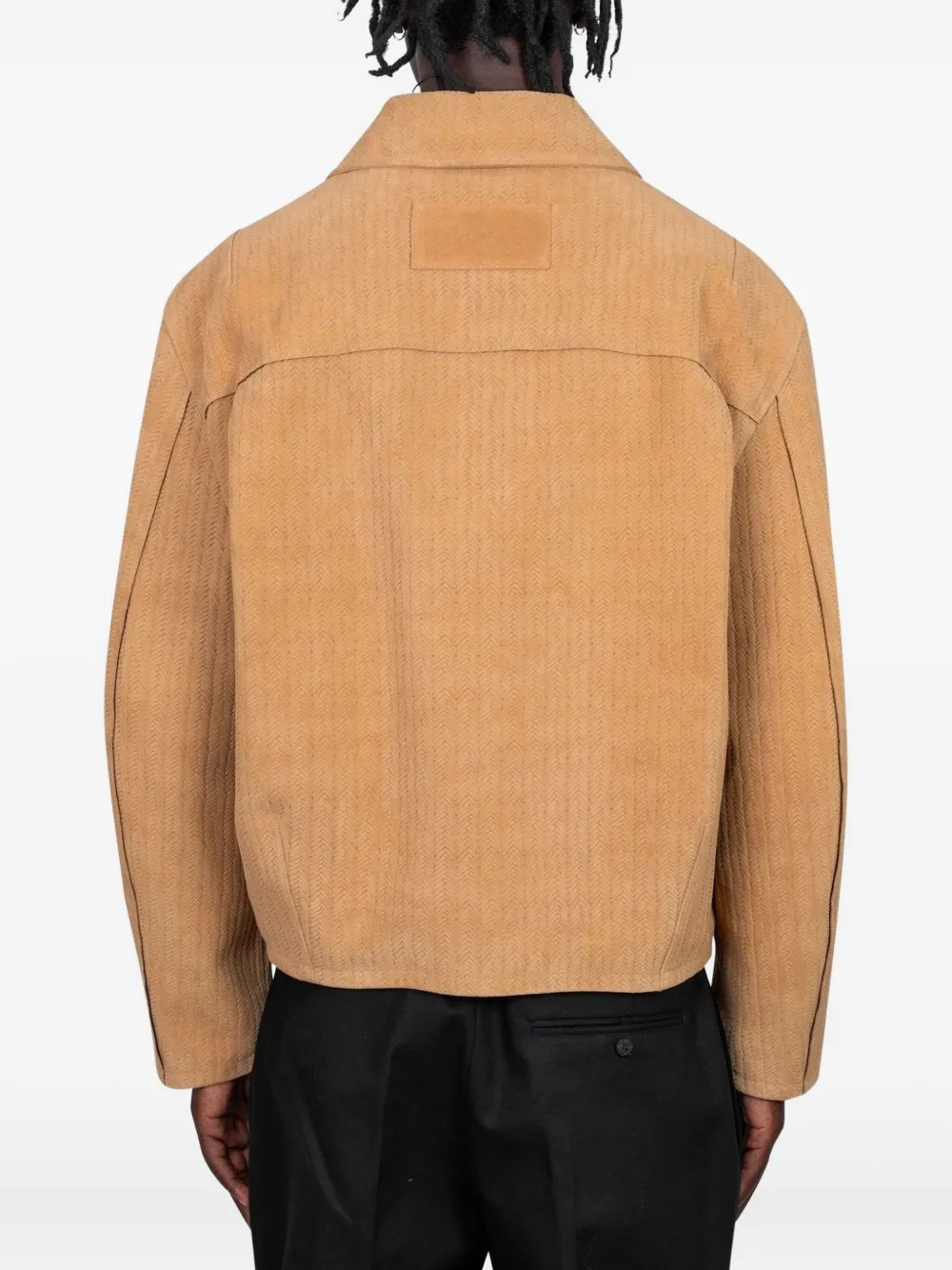 Jacquemus Basketry Herringbone Jacket In Brown