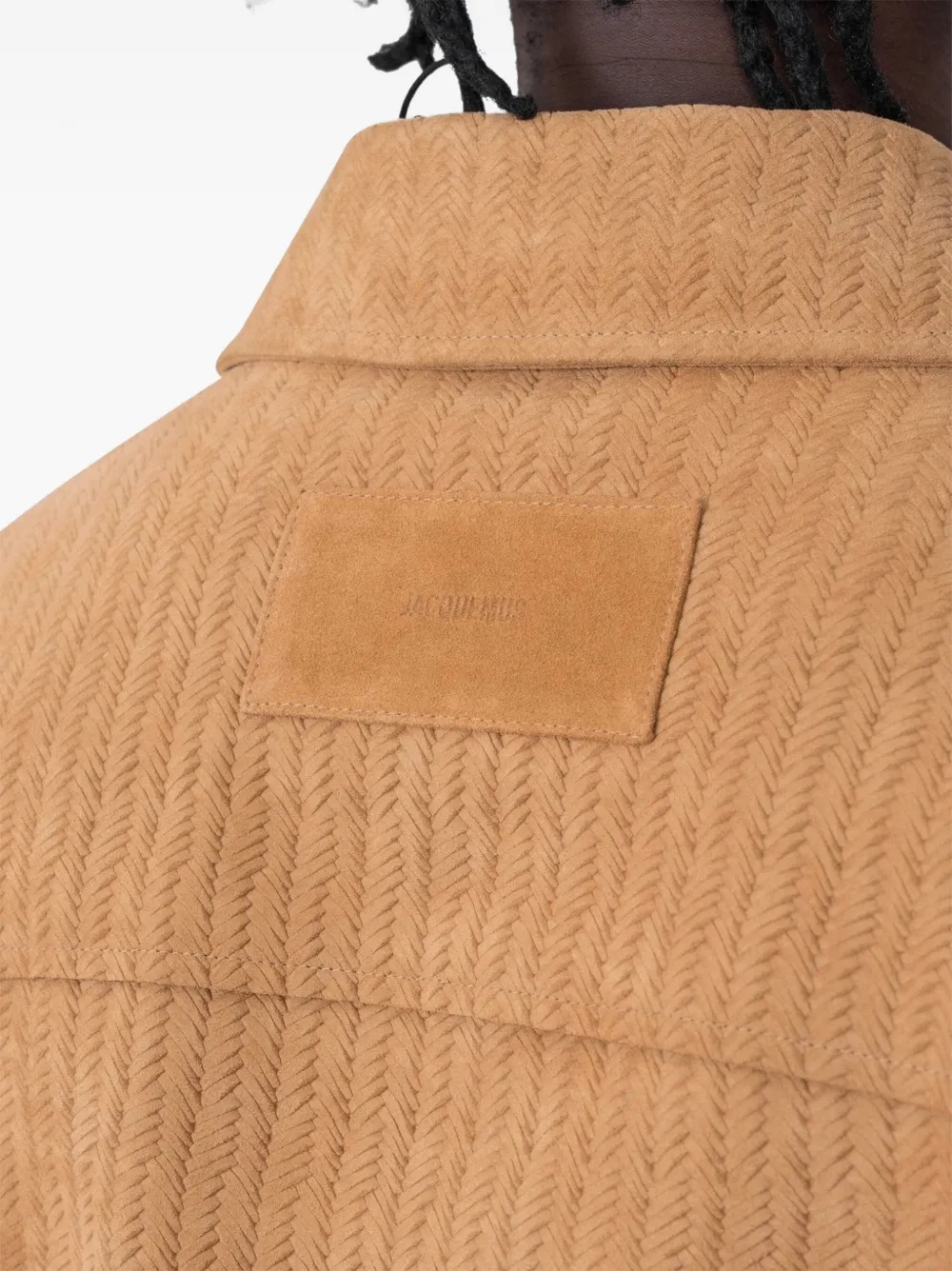 Jacquemus Basketry Herringbone Jacket In Brown