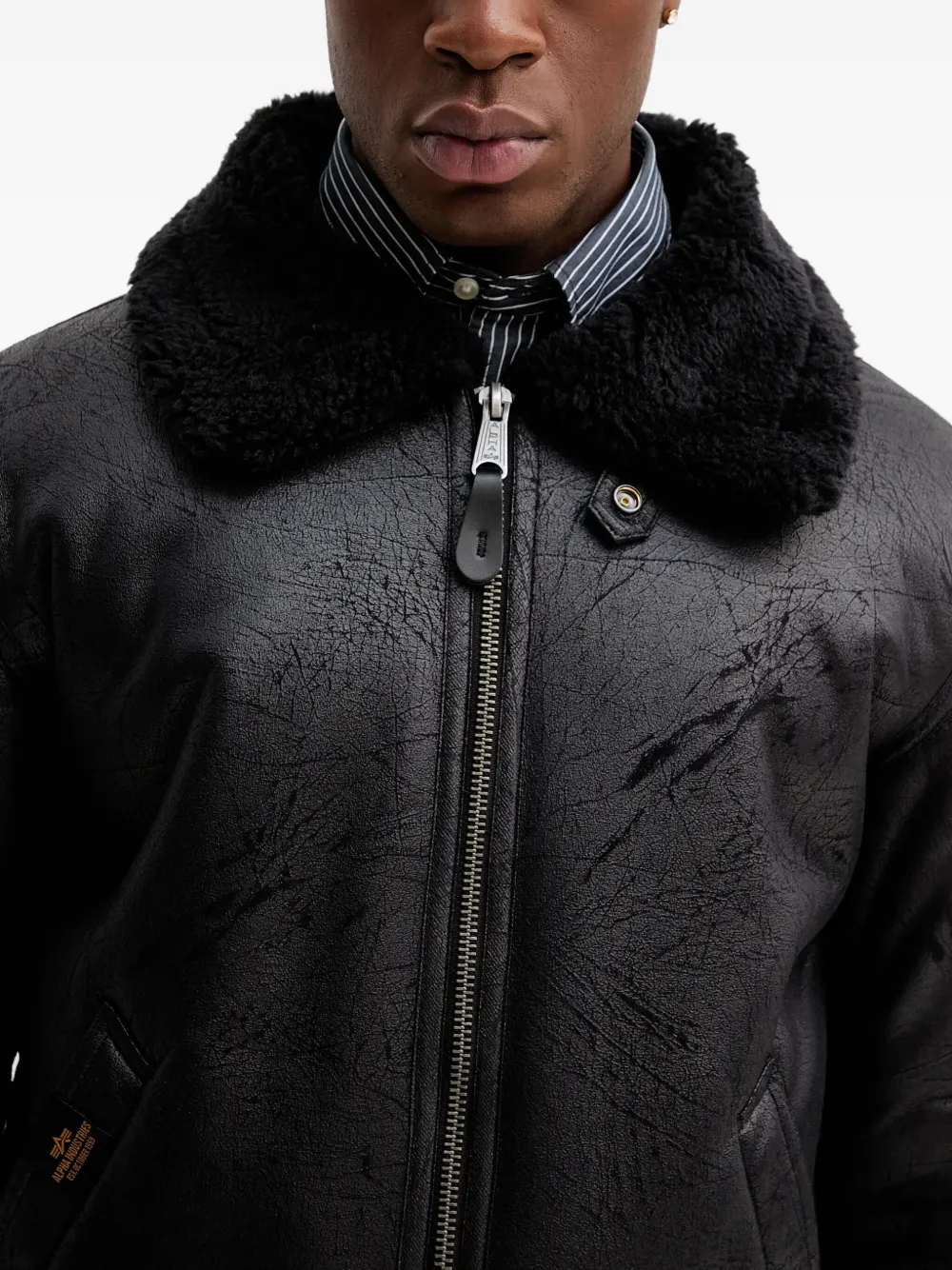 Alpha Industries B-3 bomberjack van imitatieleer Zwart