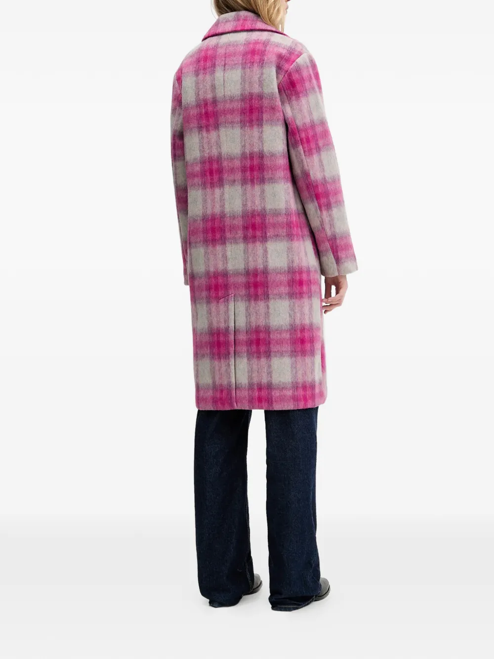 Desigual Checked Coat - Pink 