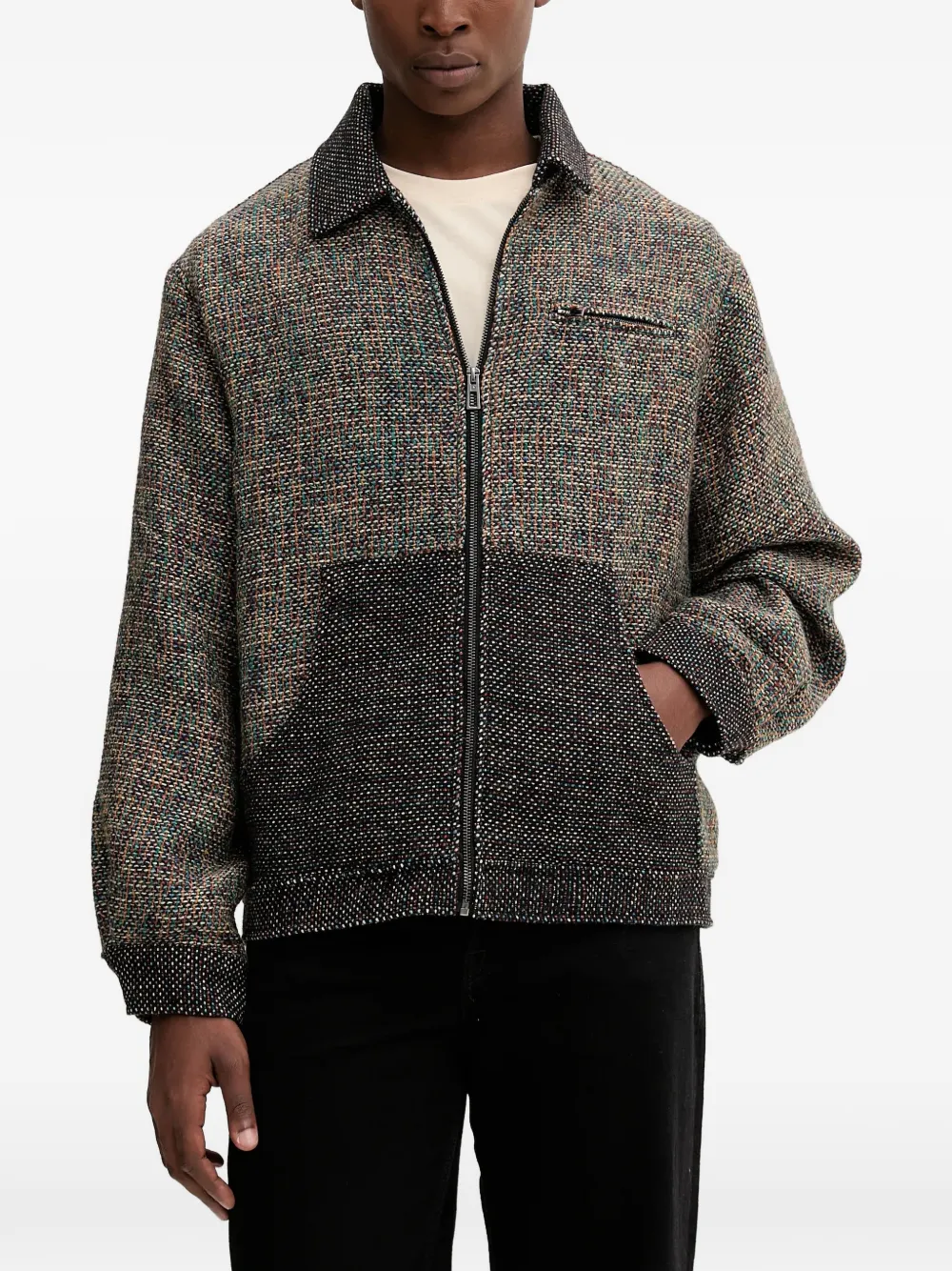 Desigual textured zip jacket - Marrone