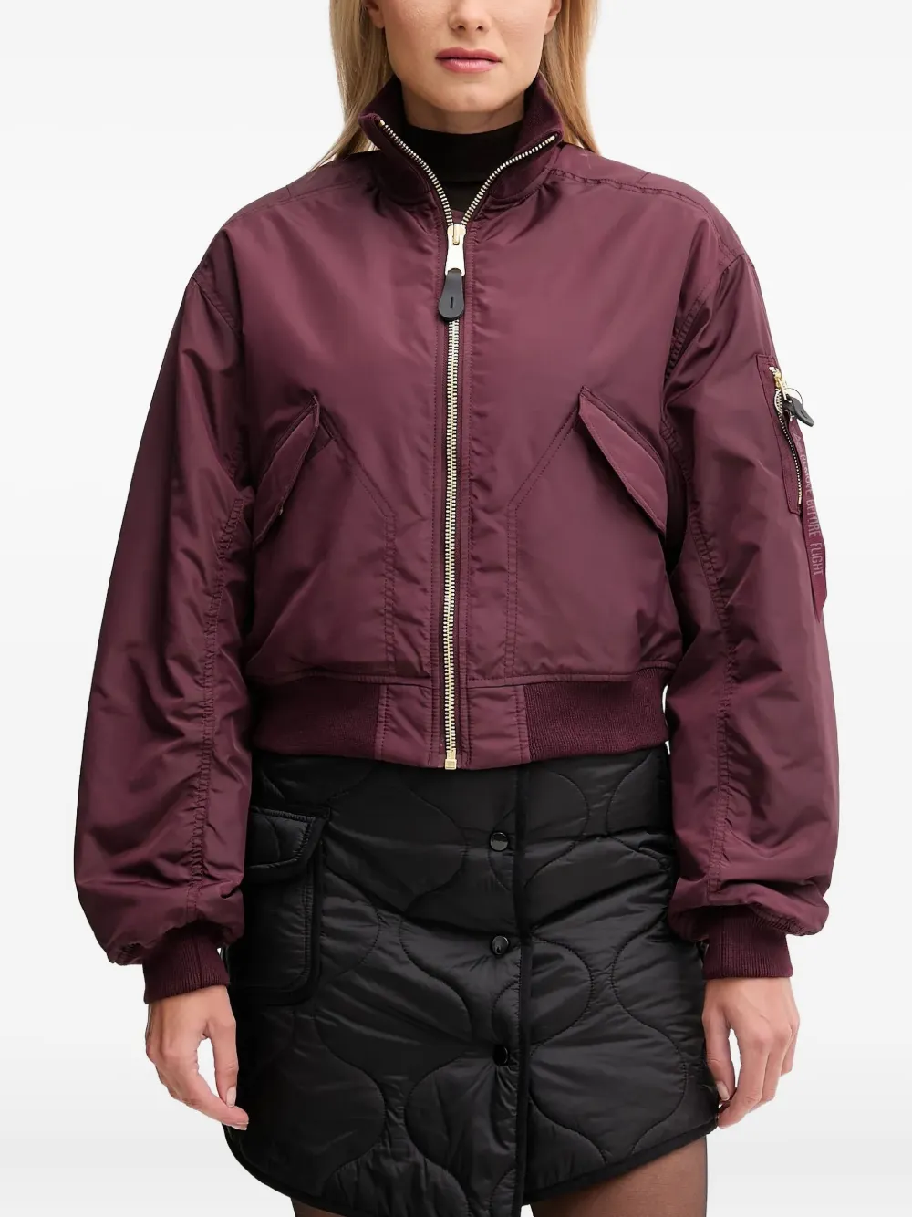 Alpha Industries Ma-1 Cropped Bomber Jacket In Burgundy