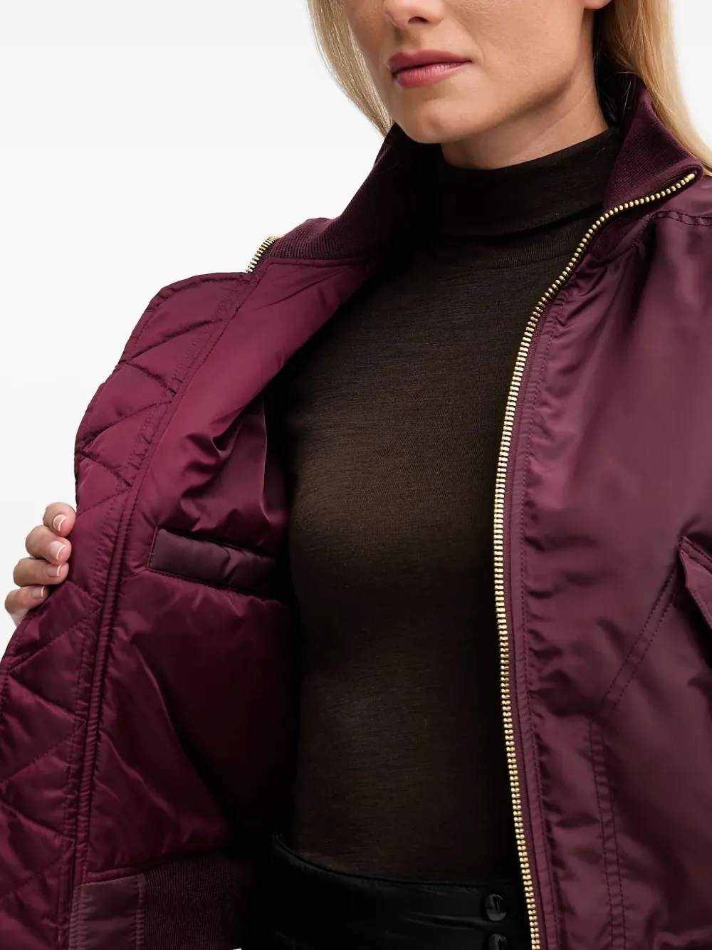 Alpha Industries Ma-1 Cropped Bomber Jacket In Burgundy