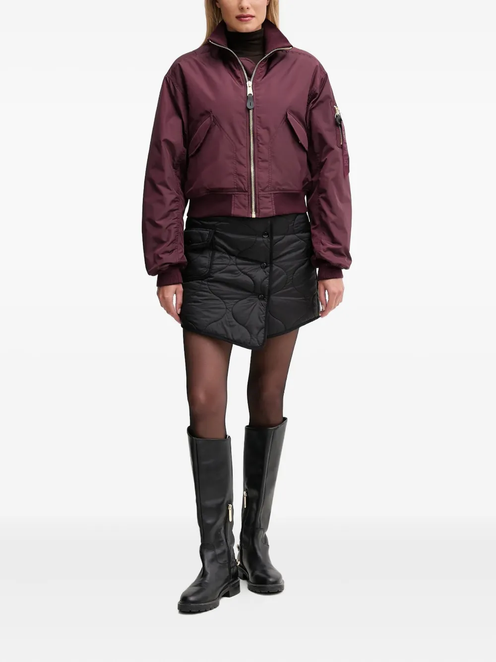 Alpha Industries Ma-1 Cropped Bomber Jacket In Burgundy