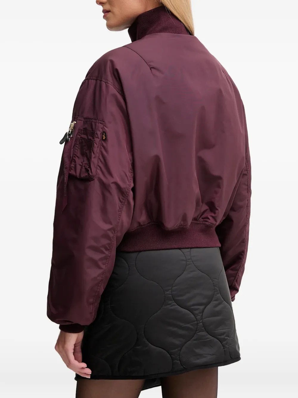 Alpha Industries Ma-1 Cropped Bomber Jacket In Burgundy