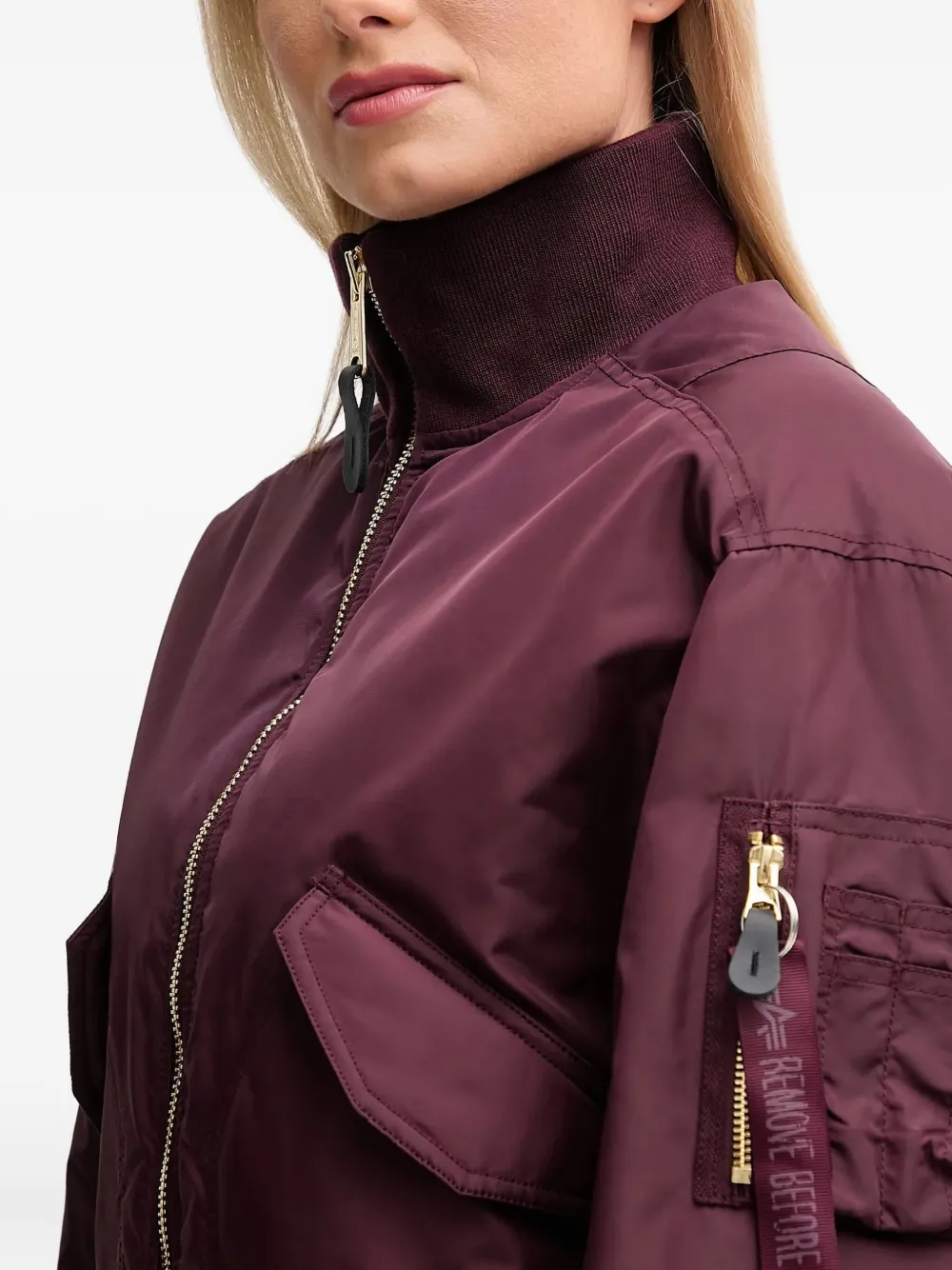 Alpha Industries Ma-1 Cropped Bomber Jacket In Burgundy