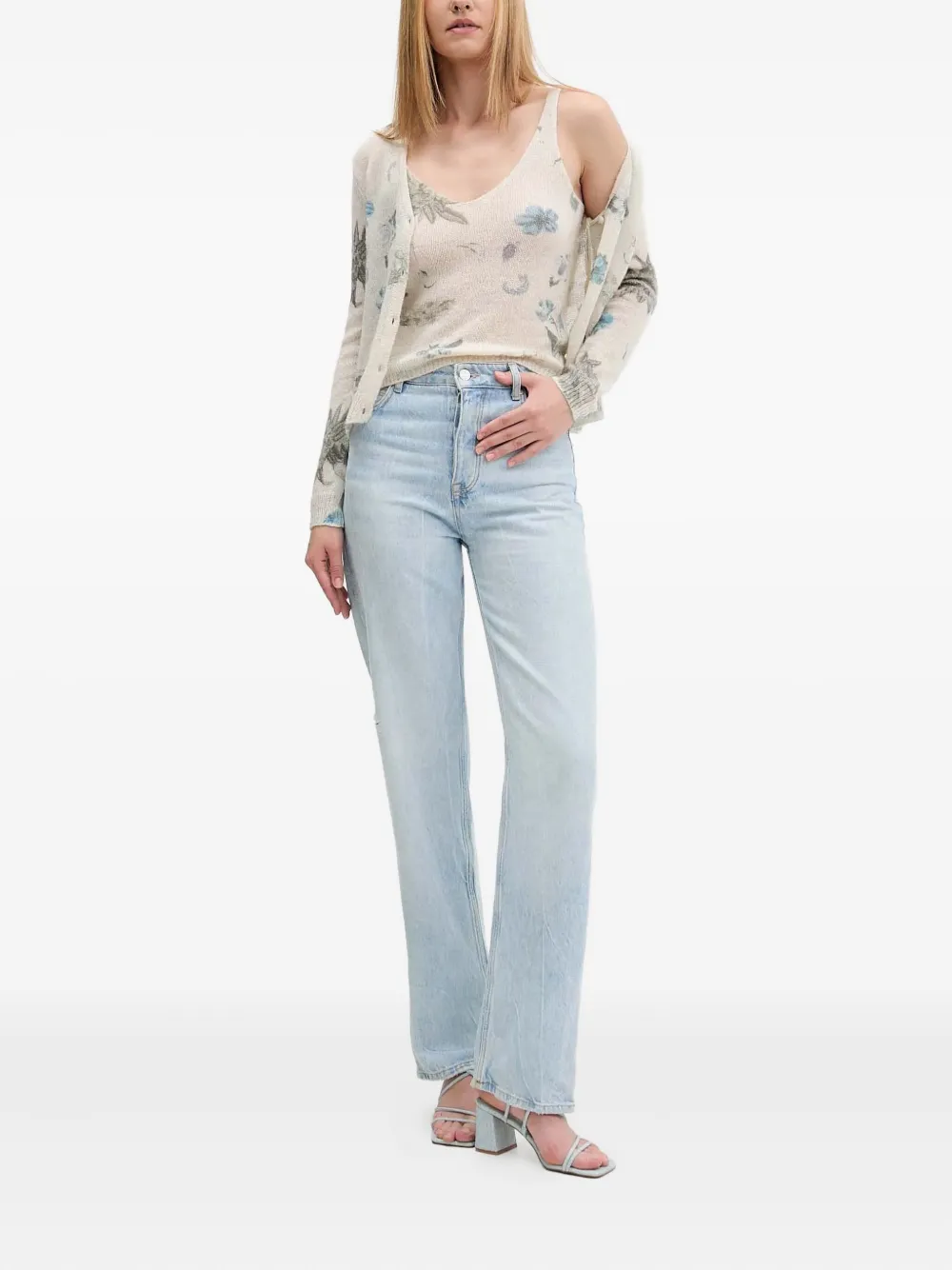 Desigual Floral Cardigan (set Of Two) In Neutral