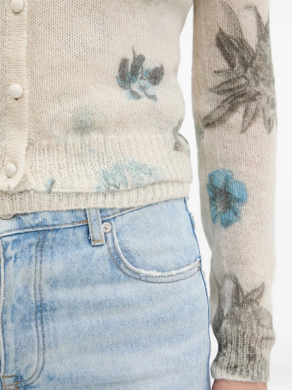 Desigual Floral Cardigan (set Of Two) In Neutral