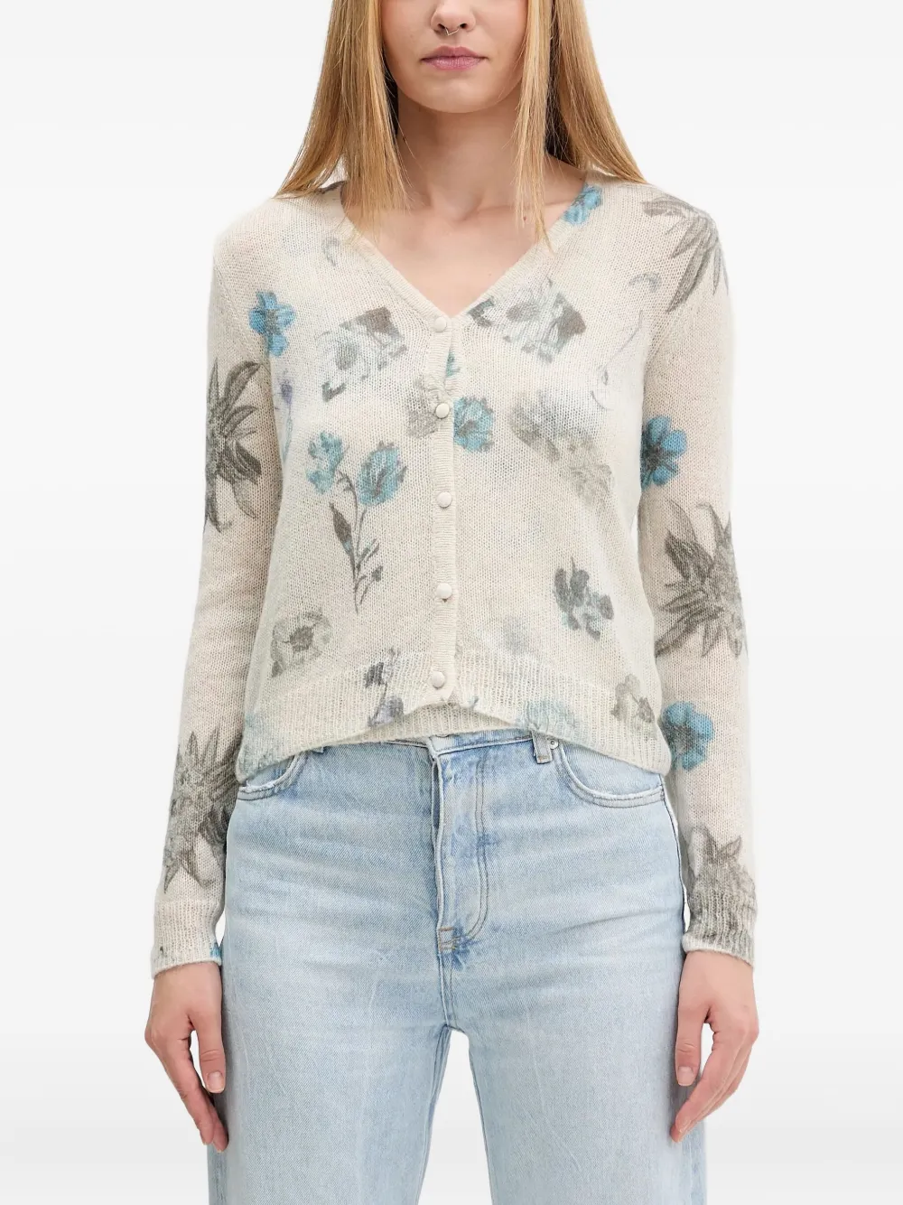 Desigual Floral Cardigan (set Of Two) In Neutral