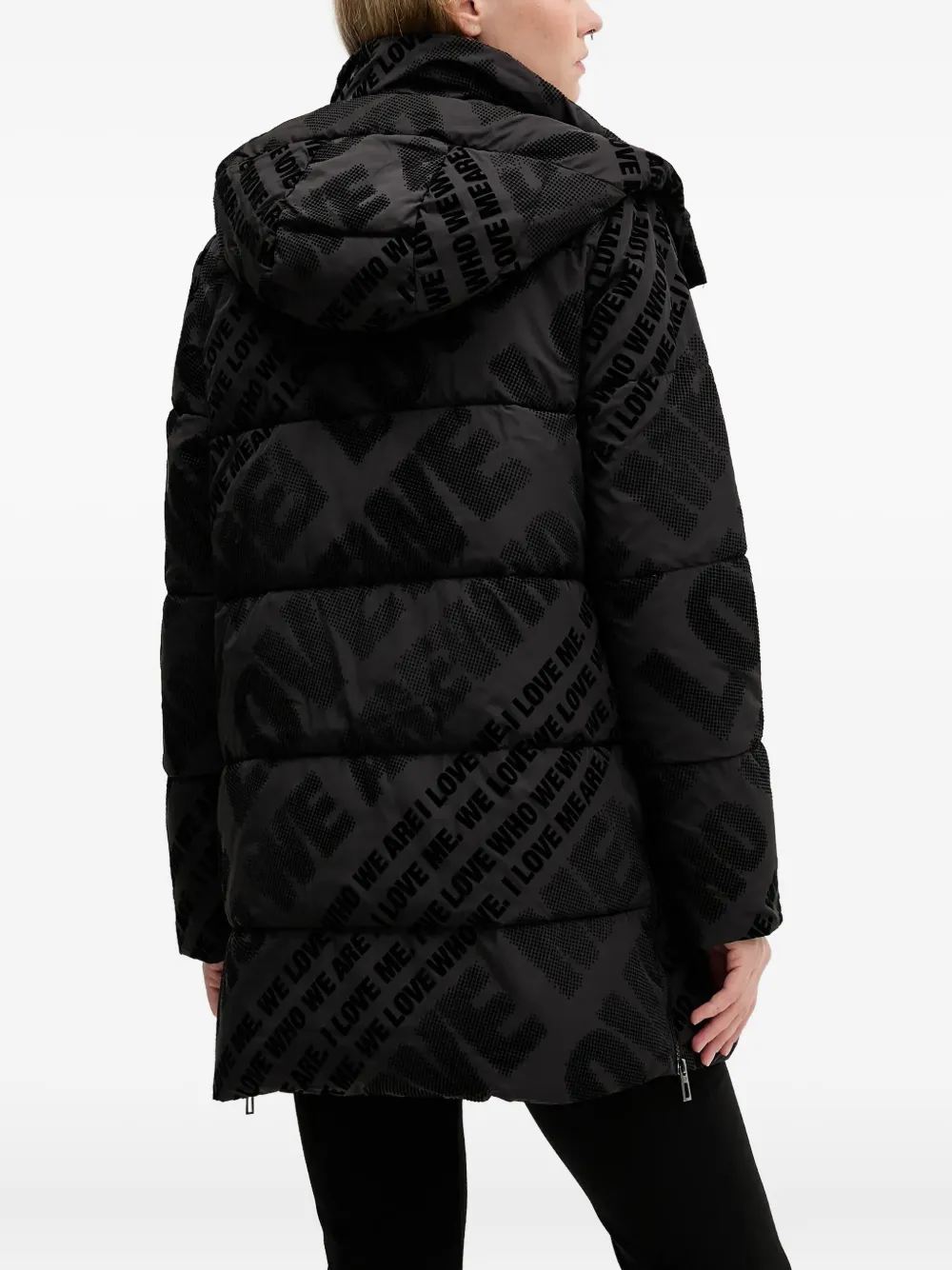 Desigual Gewatteerde jas met print Zwart