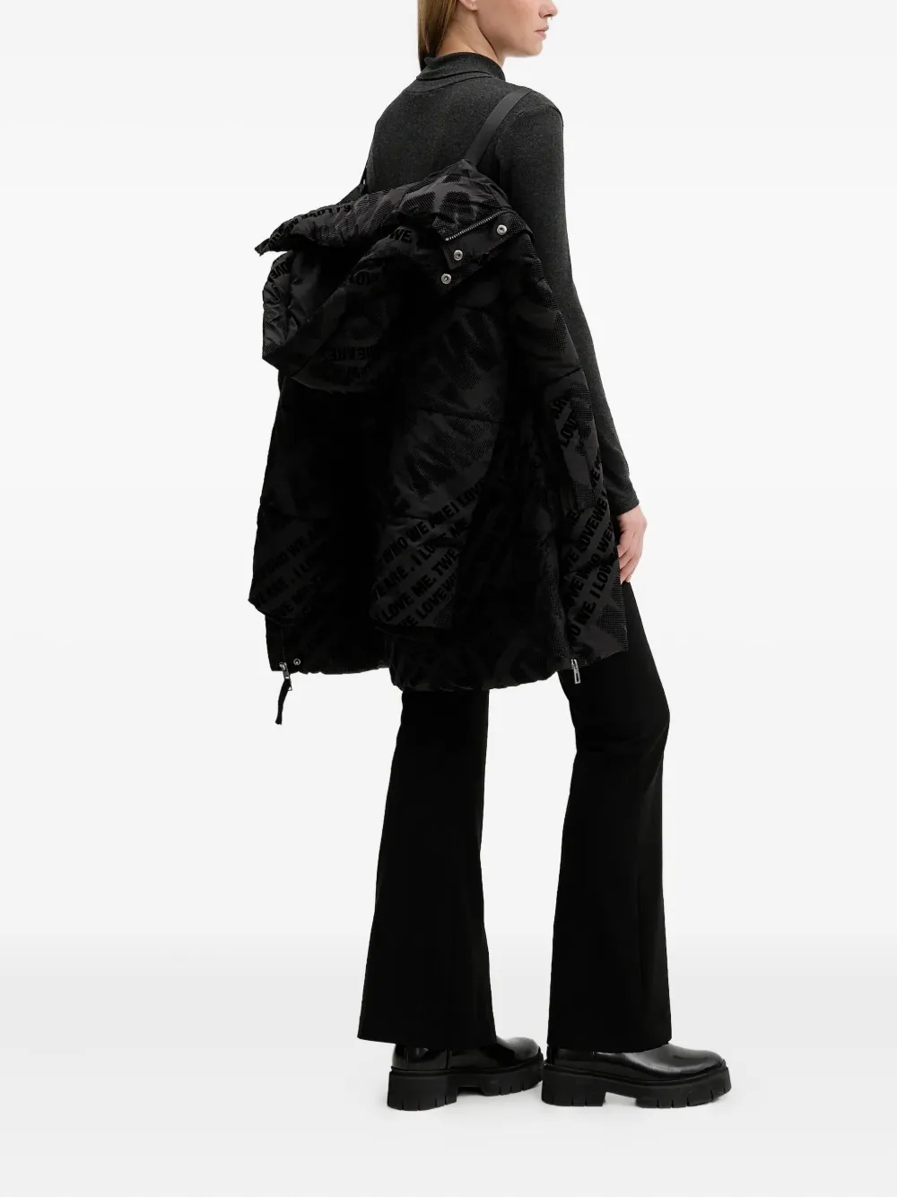 Desigual Gewatteerde jas met print Zwart