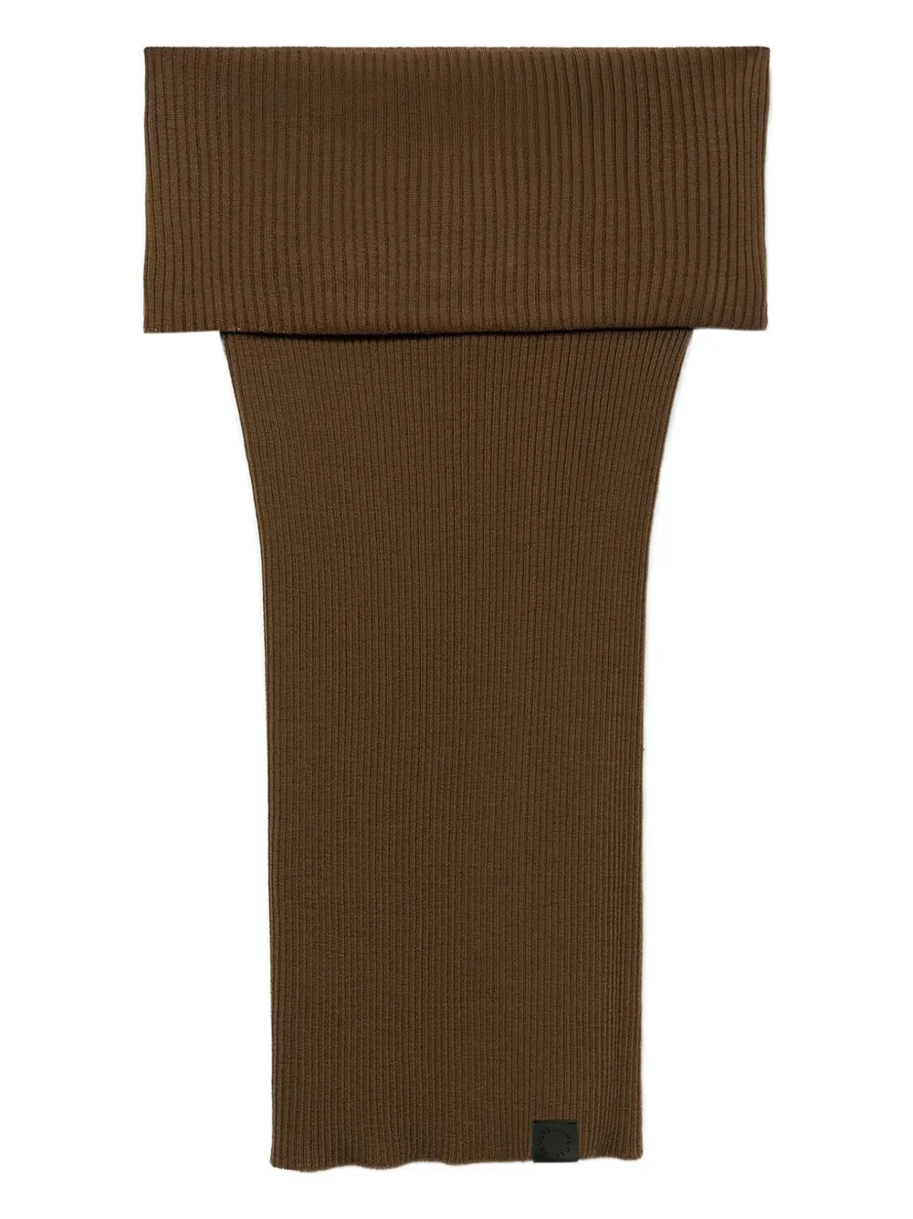 Stella Mccartney Off-shoulder Ribbed Wool Top In Brown