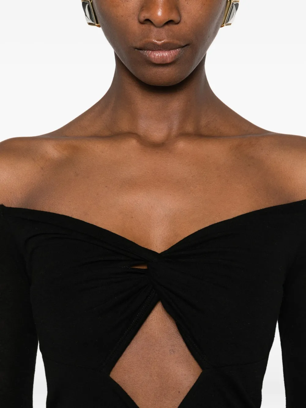 Stella McCartney T-shirt met V-hals en lange mouwen Zwart