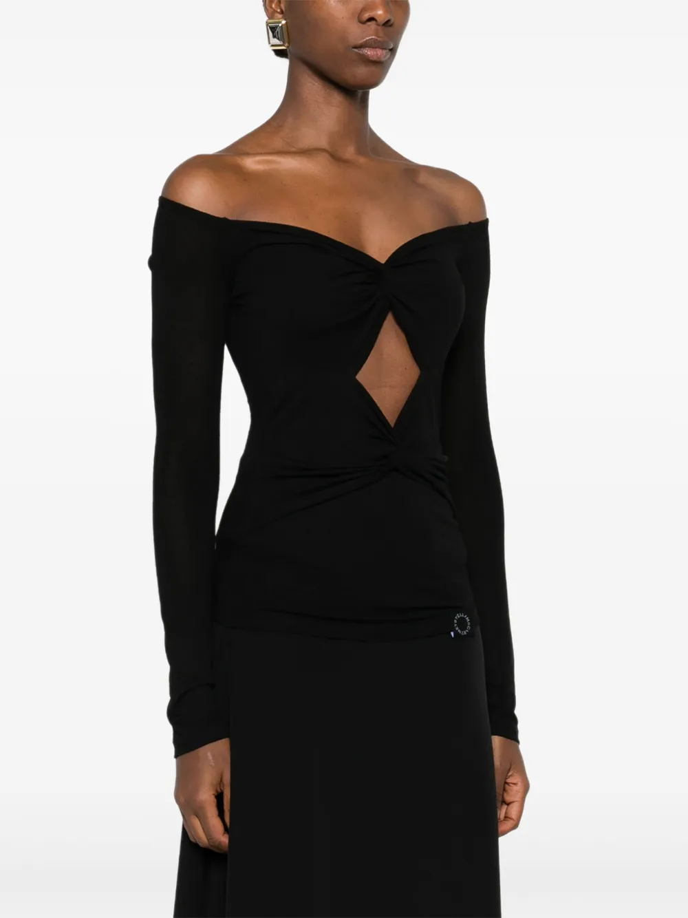 Stella McCartney T-shirt met V-hals en lange mouwen Zwart