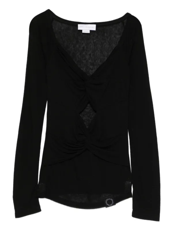 Stella McCartney V-neck Long Sleeve T-shirt in Black