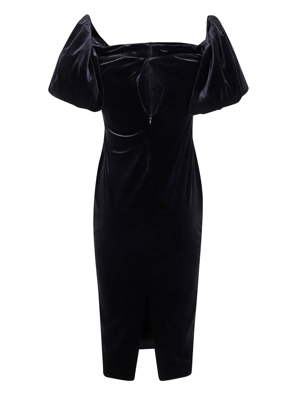 Ralph Lauren Puff-sleeve Midi Dress In Black