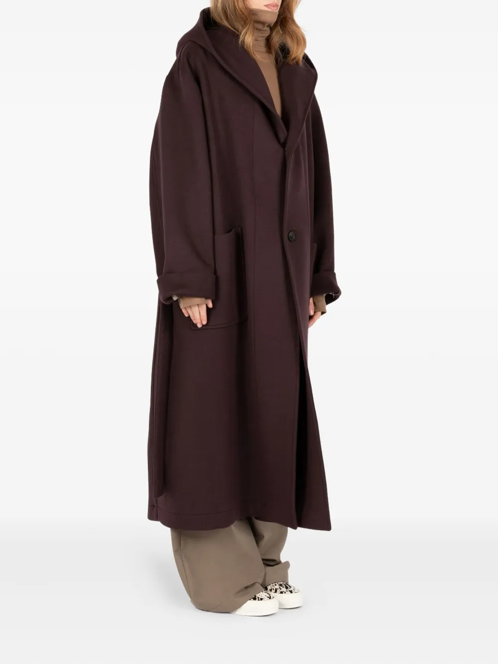 Société Anonyme Sunday Morning Hooded-belted Coat In Burgundy