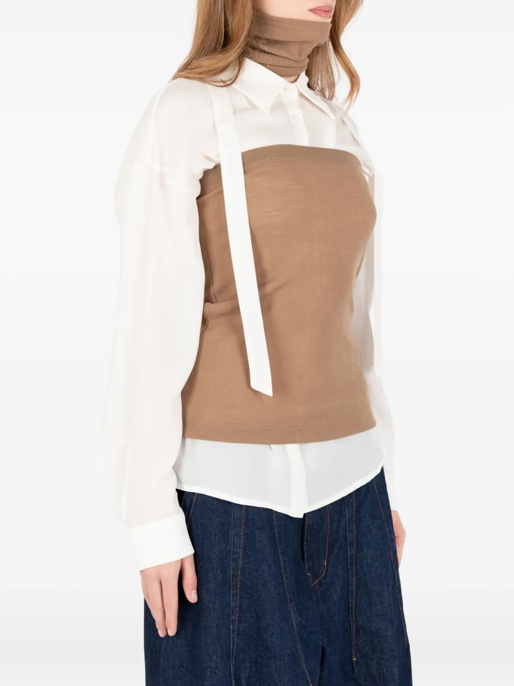 Société Anonyme Ribbed Bandeau Top In Brown