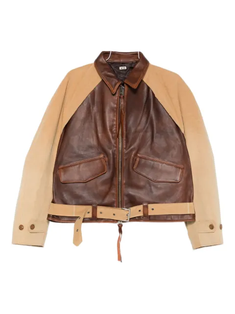 KHOKI pocketed belted leather jacket