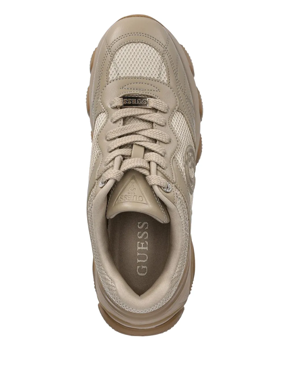 Guess Usa Morriz Logo-patch Sneakers In Neutral