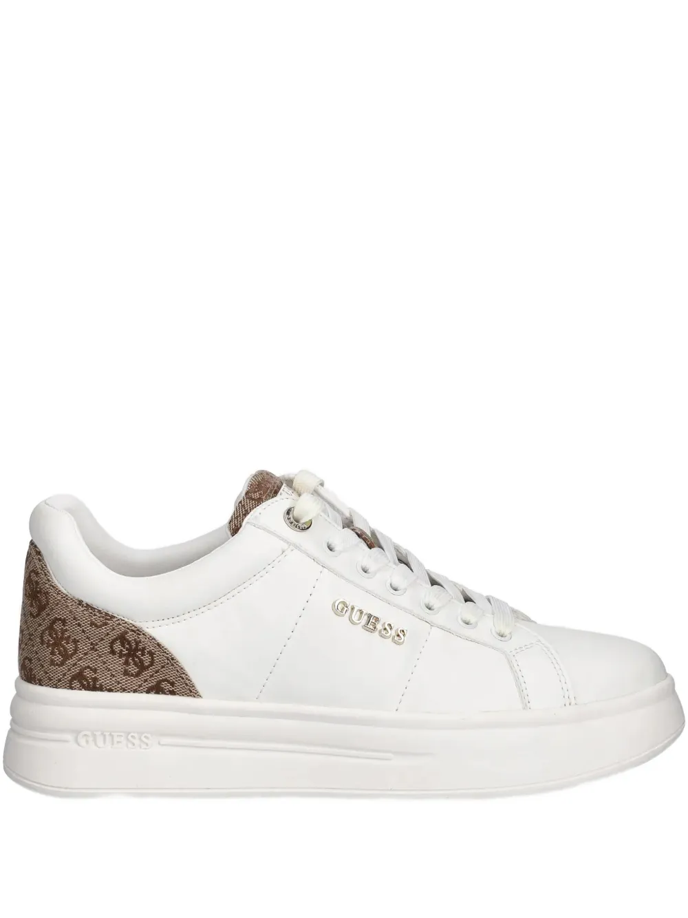 Guess Usa Welli Leather Sneakers In White