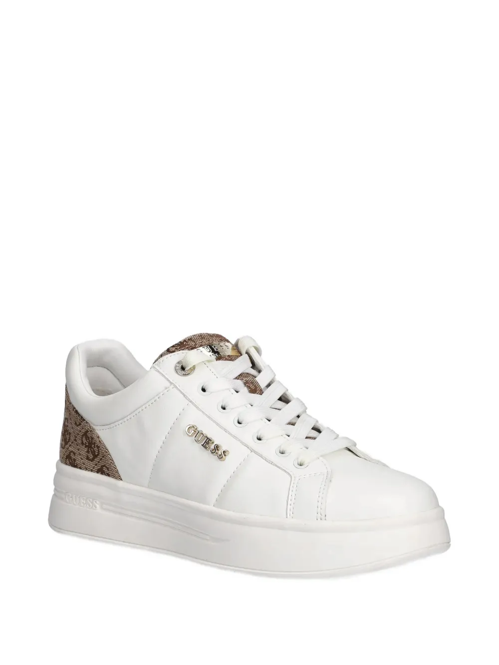 Guess Usa Welli Leather Sneakers In White