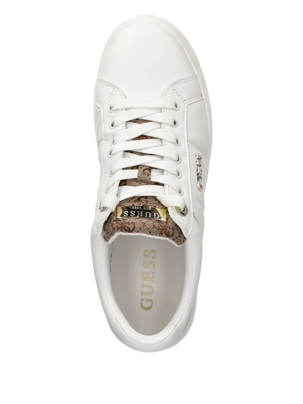 Guess Usa Welli Leather Sneakers In White