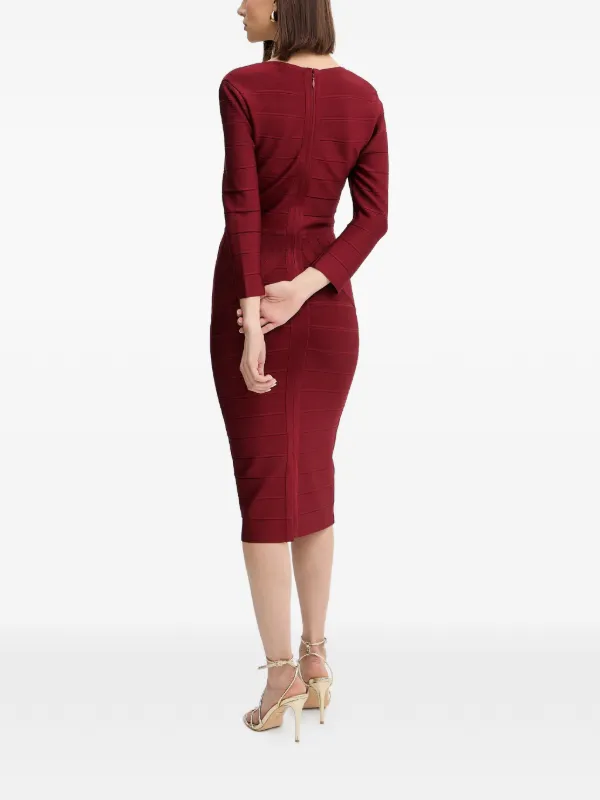Herv Lger Athena V-neck Midi Dress | Red | FARFETCH GE Herv Lger Athena V-neck Midi Dress | Red | FARFETCH GE
