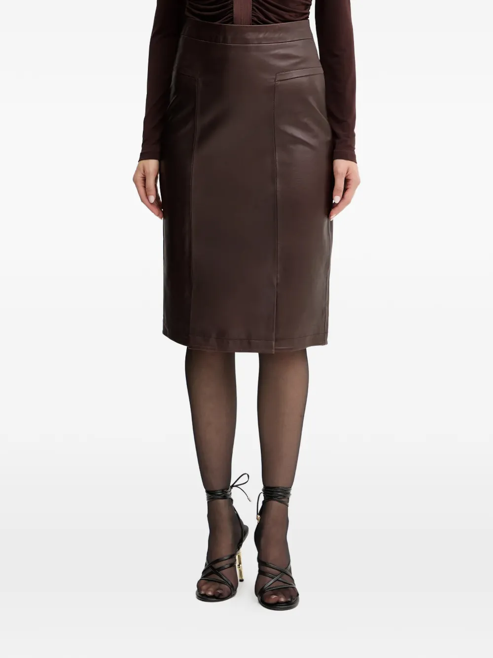 Herve Leger paneled midi skirt - Marrone