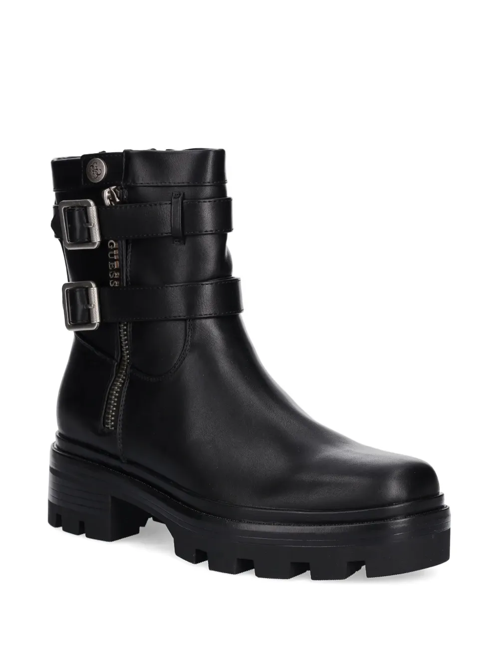 Guess Usa Lynden Buckle-strap Ankle Boots In Black