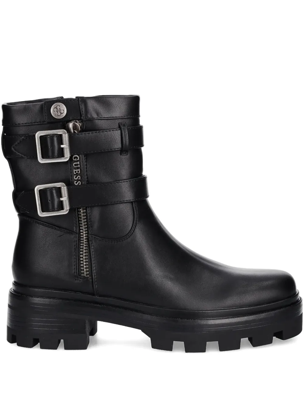 Guess Usa Lynden Buckle-strap Ankle Boots In Black