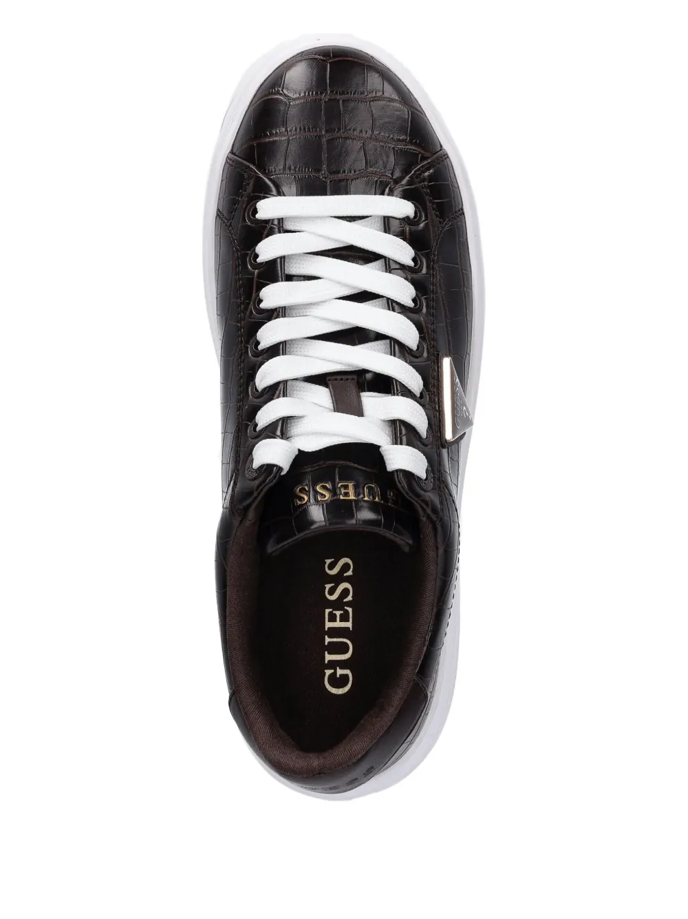 Guess Usa Crocodile-embossing Logo Sneakers In Multi