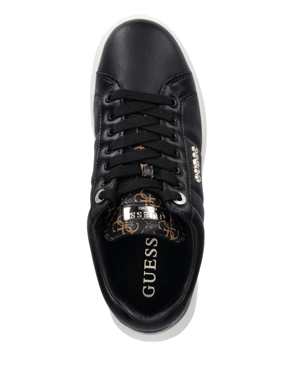 Guess Usa Welli Leather Sneakers In Black