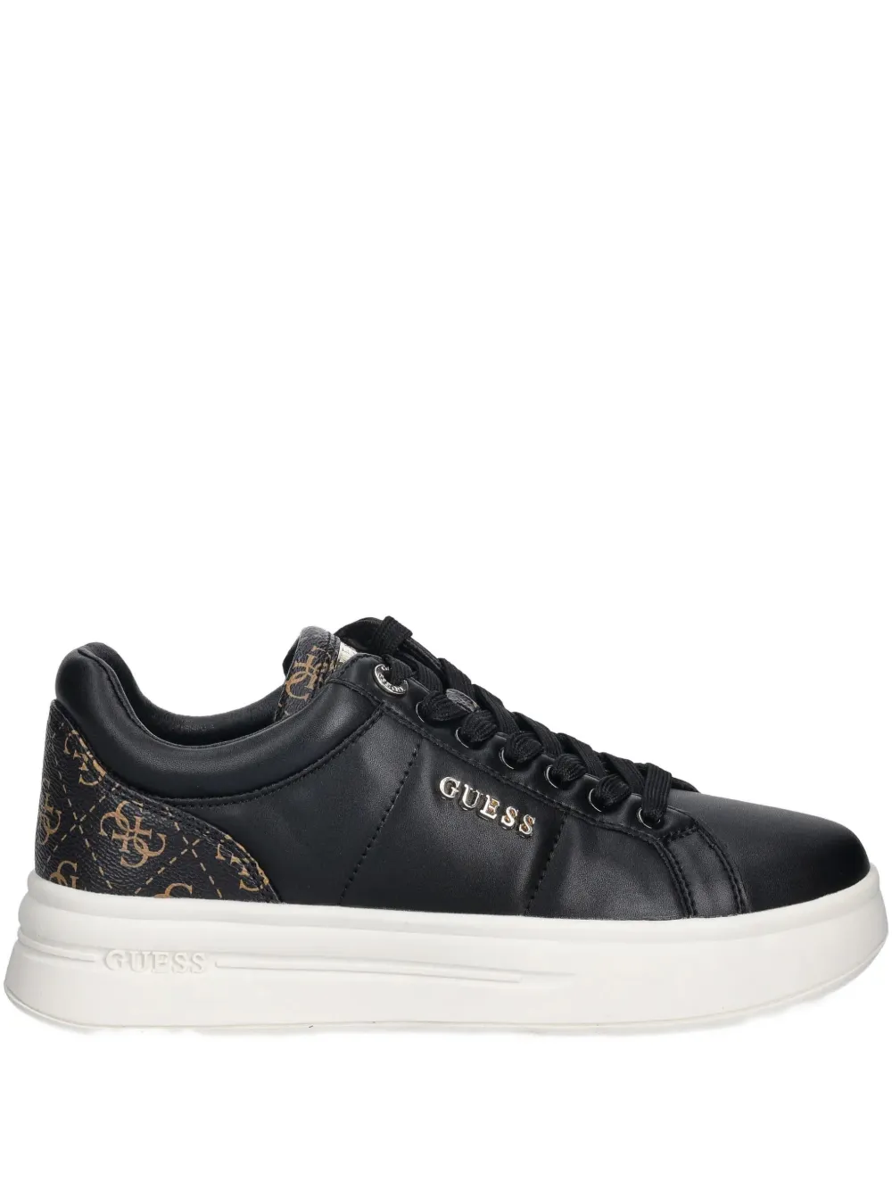 Guess Usa Welli Leather Sneakers In Black