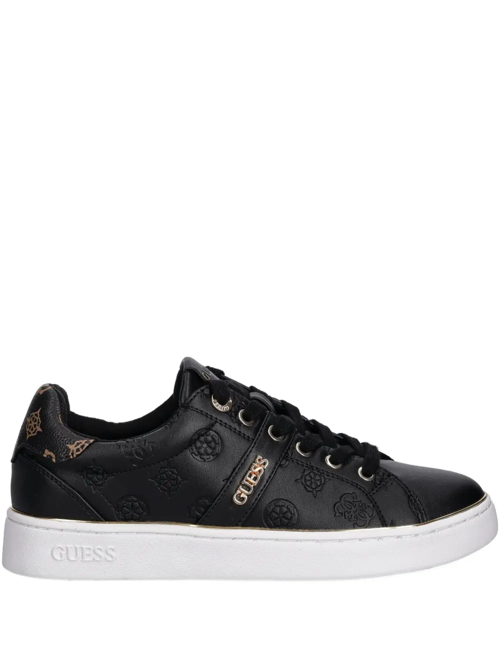 Guess Usa Britz 4g Logo-embossed Sneakers In Black