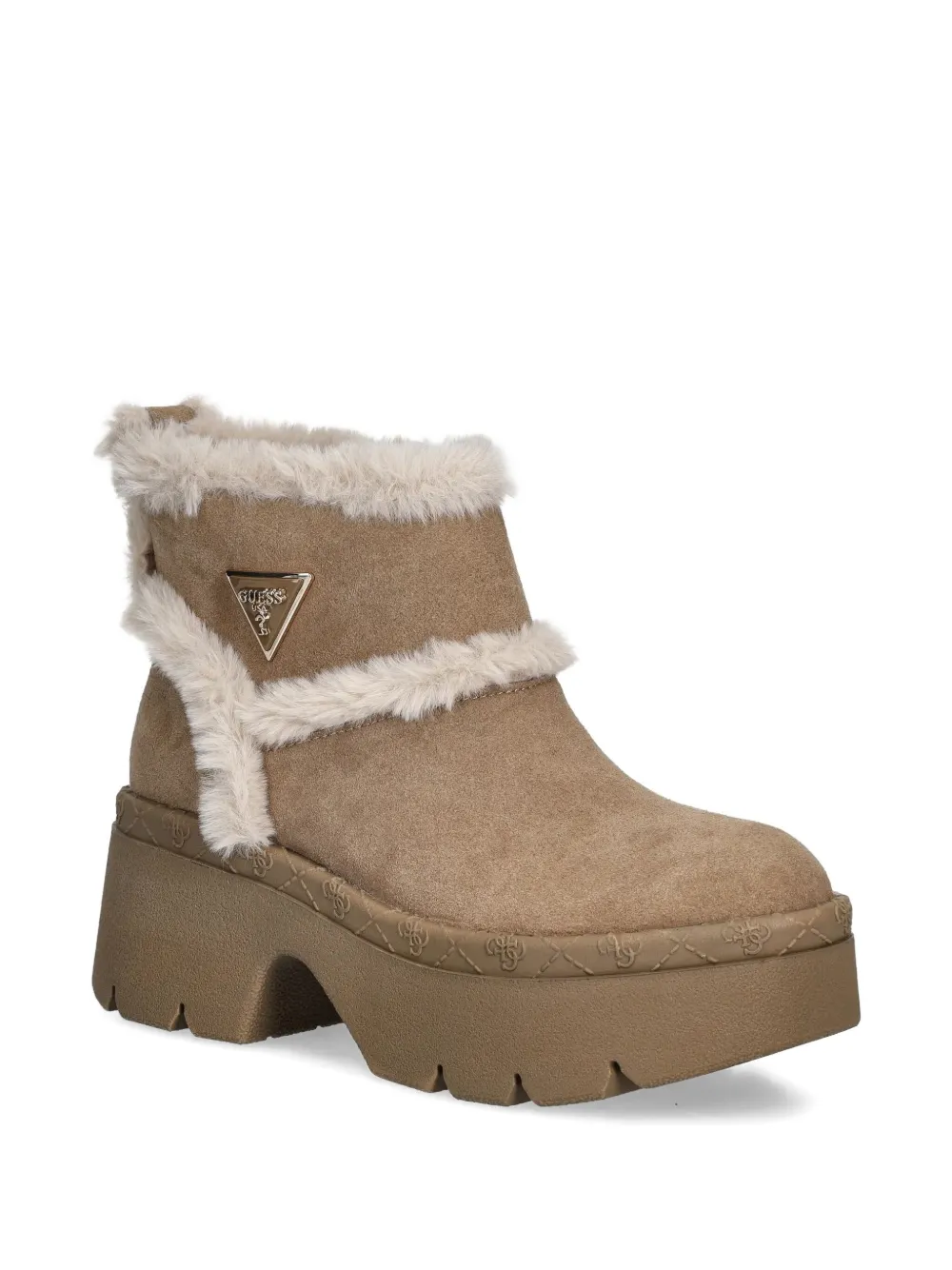 Guess Usa Bridgete Faux Fur-trim Ankle Boots In Brown