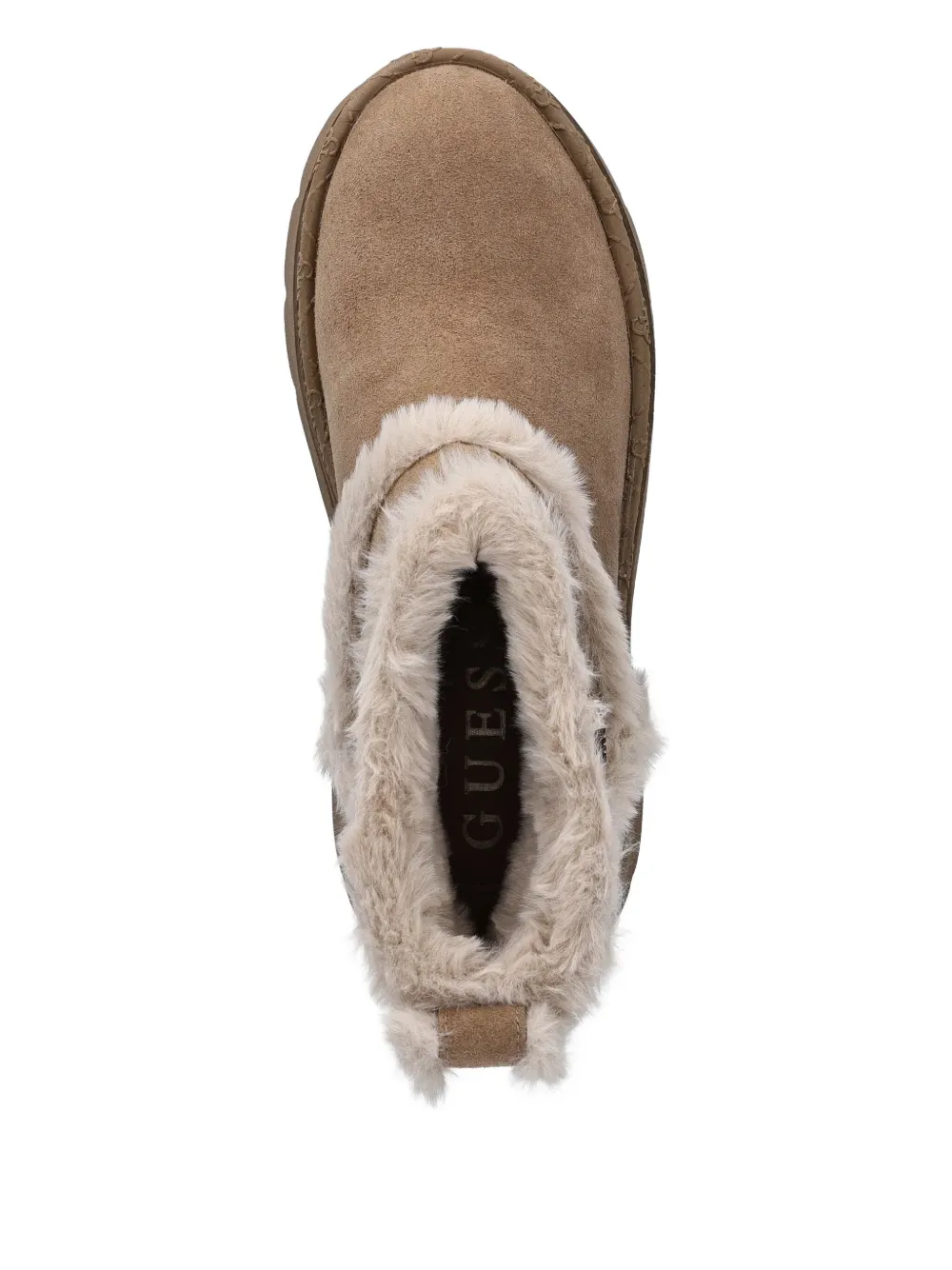 Guess Usa Bridgete Faux Fur-trim Ankle Boots In Brown