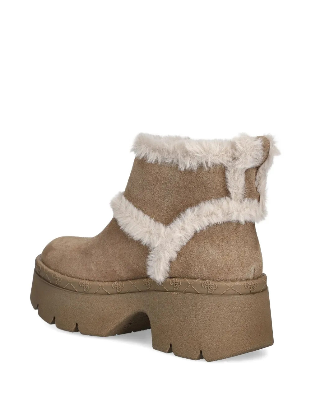 Guess Usa Bridgete Faux Fur-trim Ankle Boots In Brown